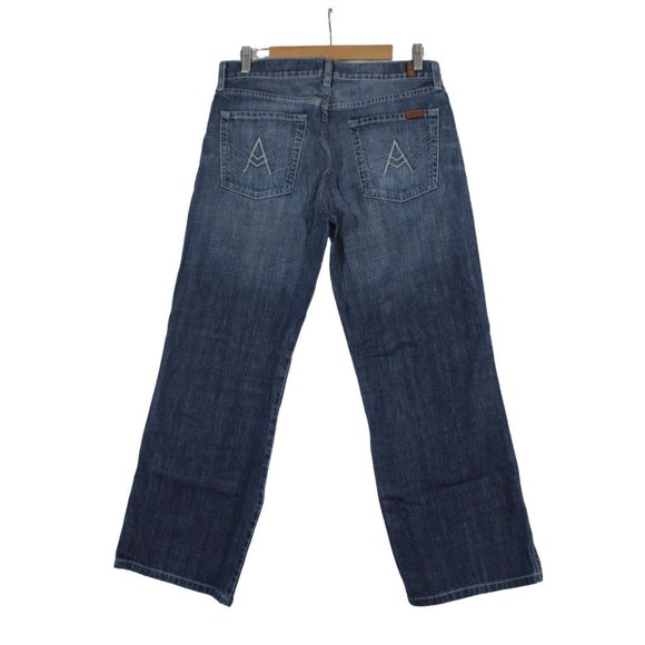 7 For All Mankind men's A-Pocket wide straight leg button‎ fly jeans 33 x 28 - Picture 2 of 13